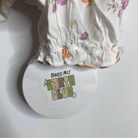 Princess Polly White Floral Caribou Crop Top Size 10 NWT - Picture 10 of 13